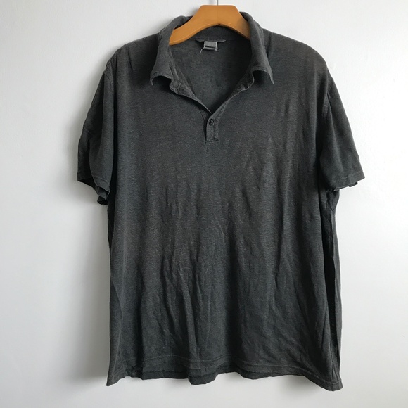 John Varvatos Polo Shirt Gray Linen Short Sleeve Mens XL - Picture 1 of 8